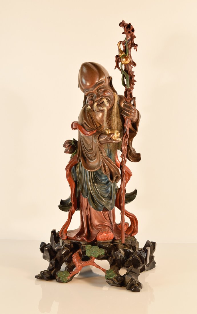 Chinese Fuzhou Lacquer Shoulao (1 of 8)