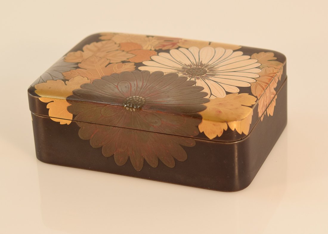 Japanese Lacquer Box with Silver Inlay (1 of 6)