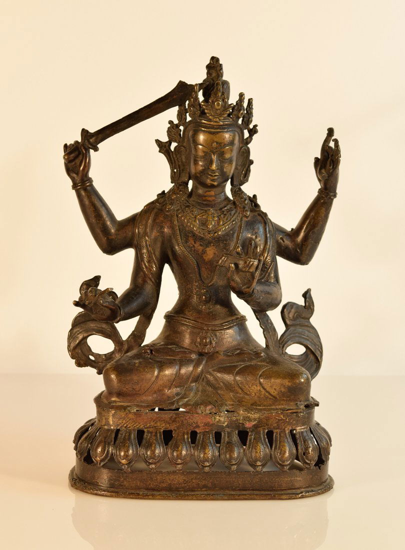 Tibetan Bronze Buddha with Sword (1 of 10)