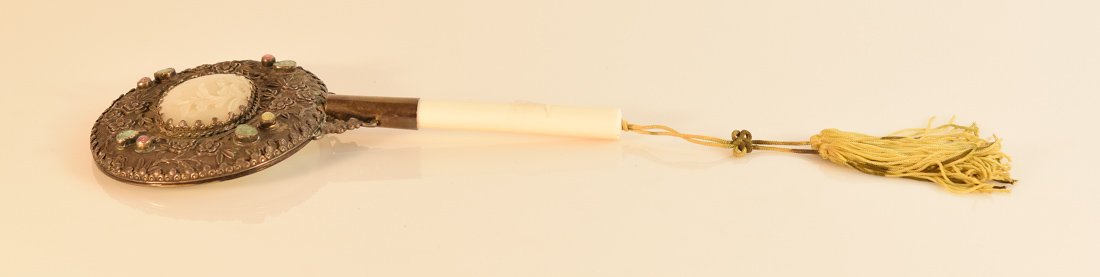 Chinese Silver Mirror with Jade Insert (1 of 9)