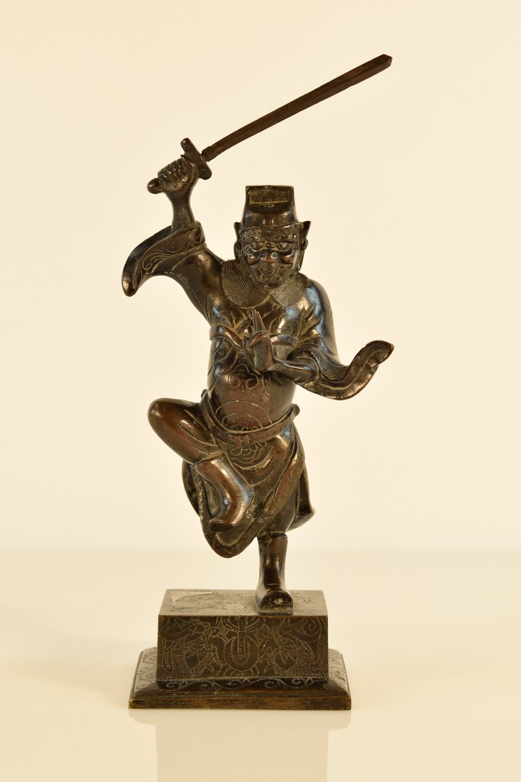 Chinese Bronze Figurine with Sword in Hand (1 of 10)