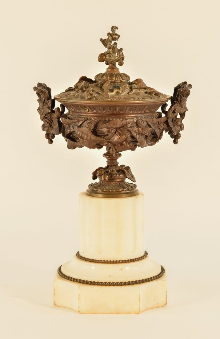 Continental Bronze and Marble Piece: 19th cen, measures 13"h 7.5"w