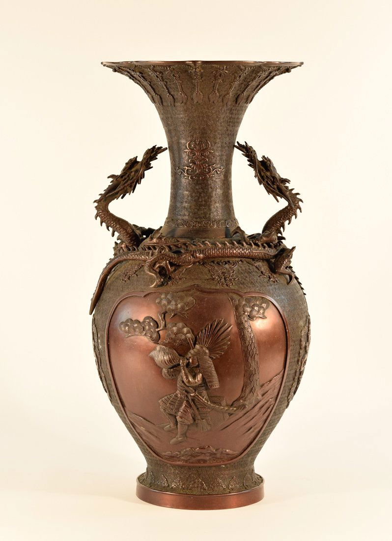 Japanese Bronze Vase with Dragon Scene (1 of 10)