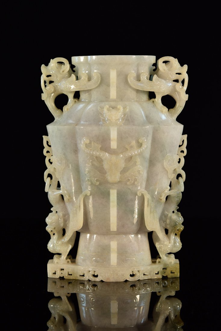 Chinese Jadeite Vase with Archaic Bird Motif (1 of 10)