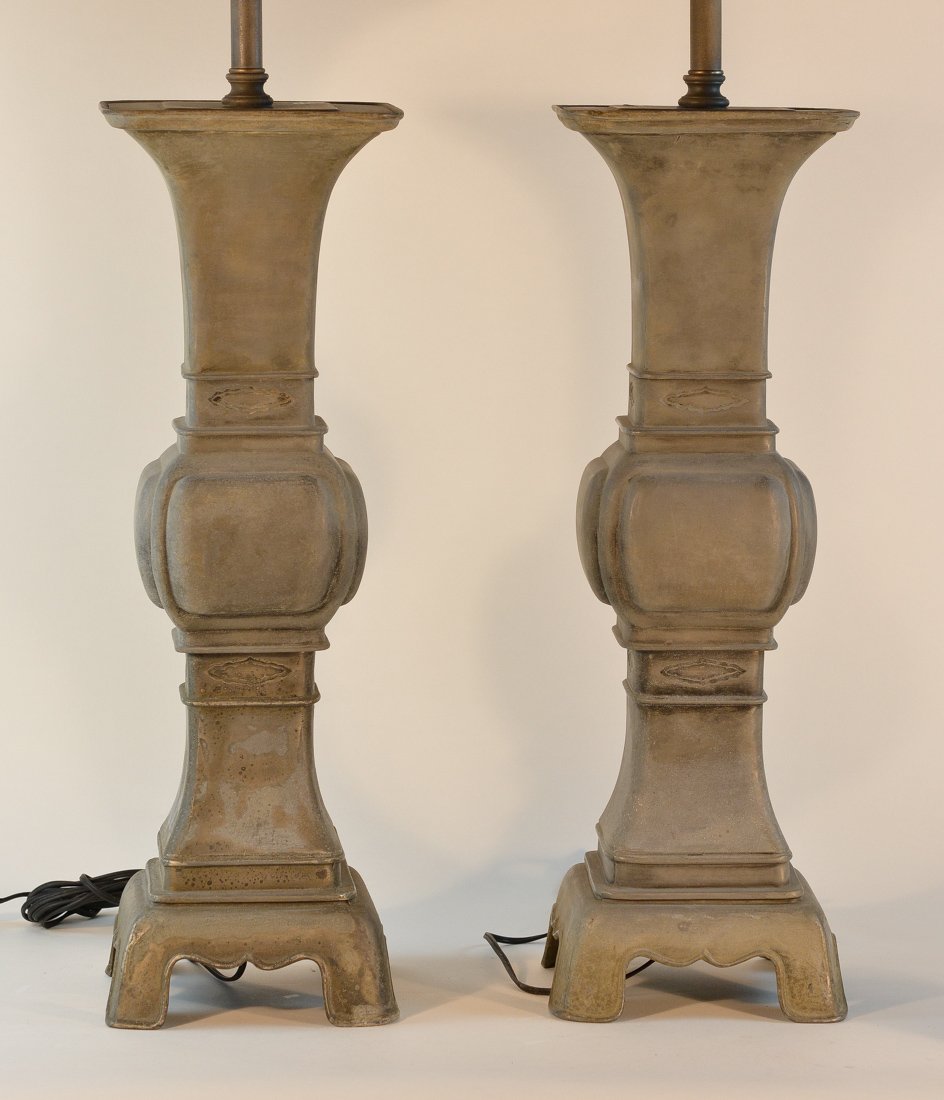 Large Pair Pewter Altar Vases (1 of 7)