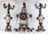 Japanese Imari Clock Set Samurai and Dragon Bronze