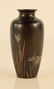 Japanese Mixed Metal Bronze Vase with Iris Motif