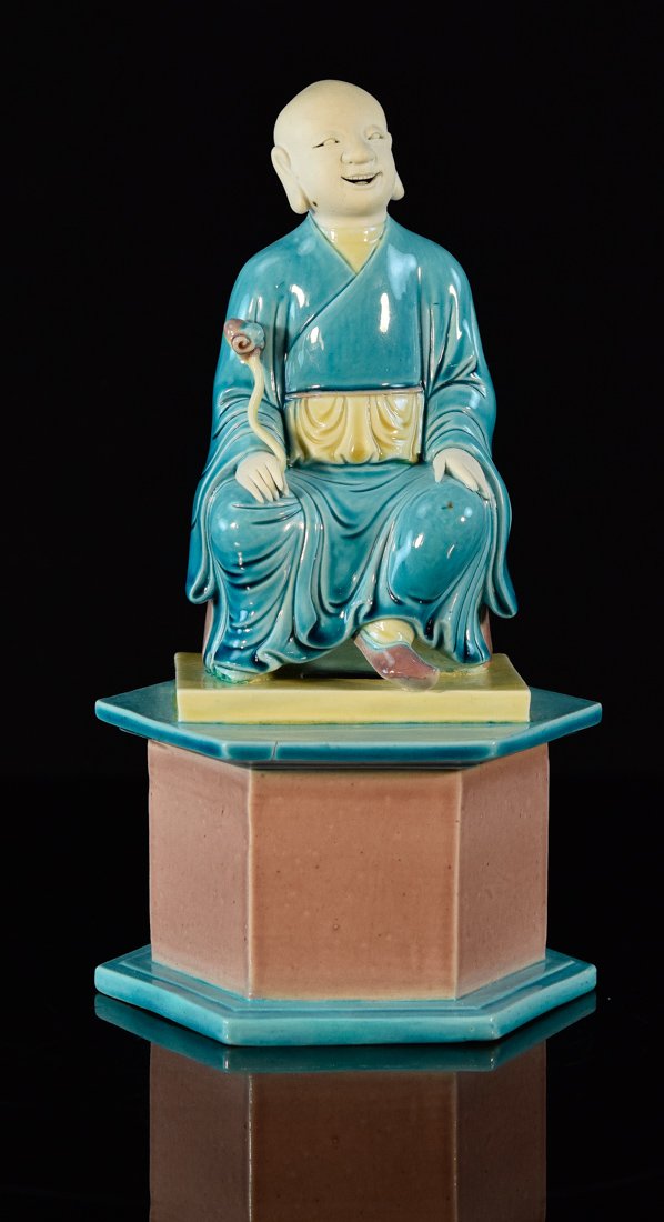 Chinese Porcelain Model of a Seated Lohan on Base (1 of 6)