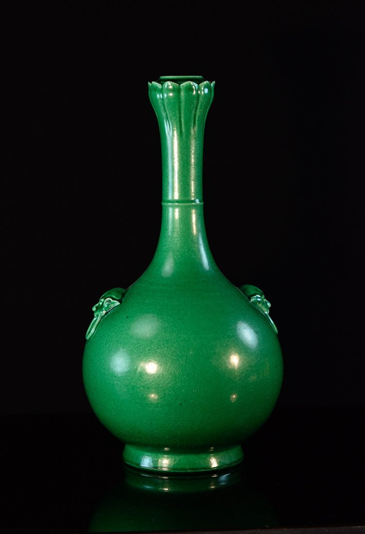 Chinese Green Monochrome Vase with Longneck (1 of 7)