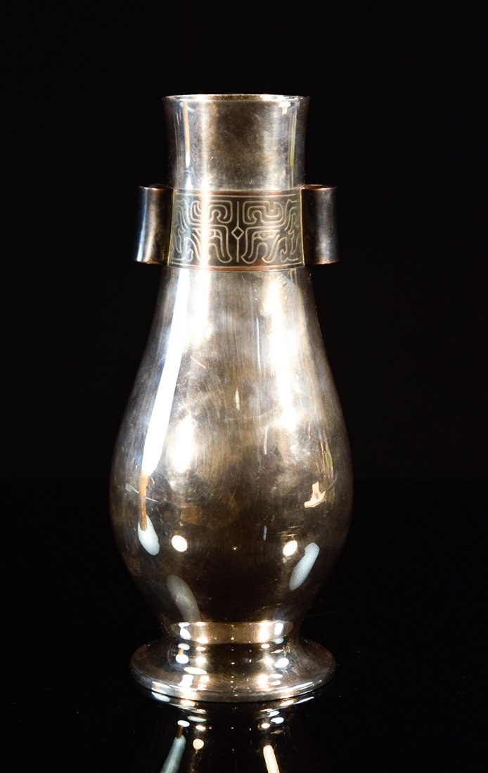 Japanese Silver Vase with Bronze and Silver Inlay (1 of 9)