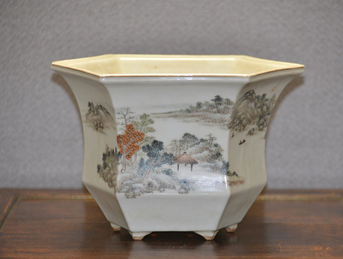 Chinese Porcelain Planter with Landscape and Poems (1 of 10)