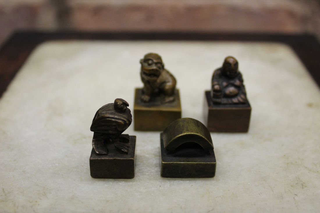 Group of Four Chinese Bronze seals (1 of 4)