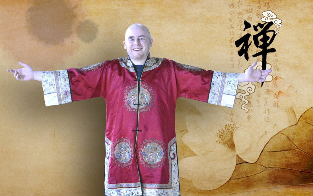 Chinese Red Embroidery Robe with Boy Scene (1 of 8)