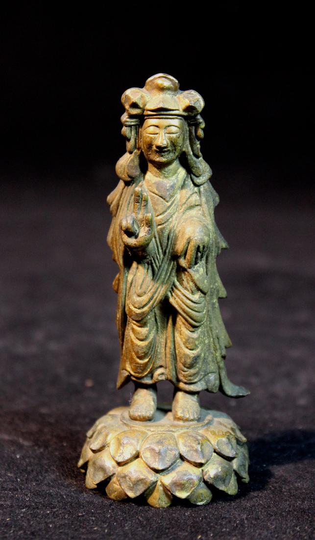 Chinese Miniture Gilt Bronze Standing Buddha (1 of 6)