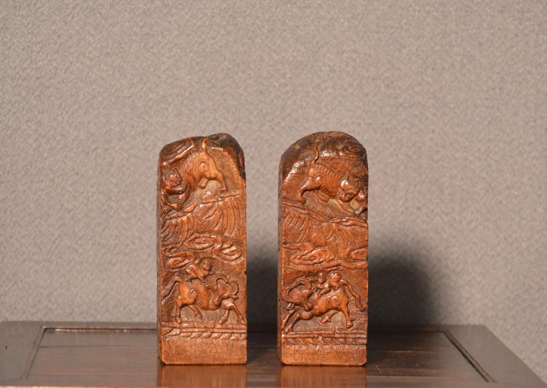 Chinese Soapstone Pair Large Seals (1 of 7)
