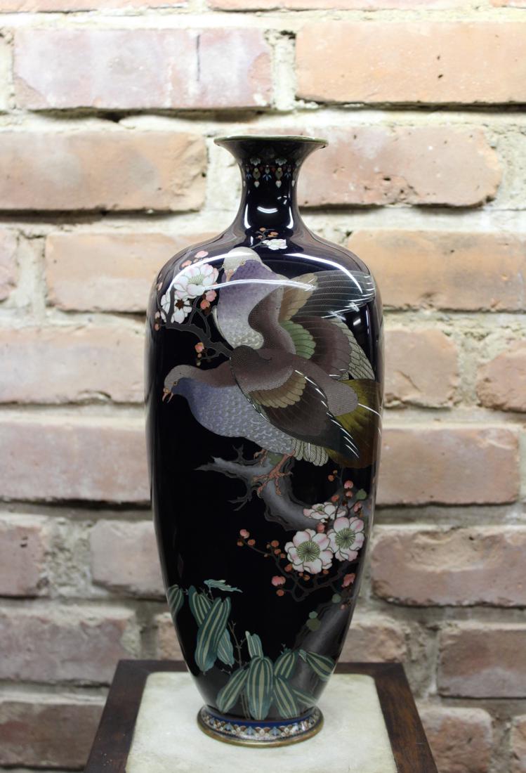 Japanese Cloisonne Vase with Pigeon Scene (1 of 10)
