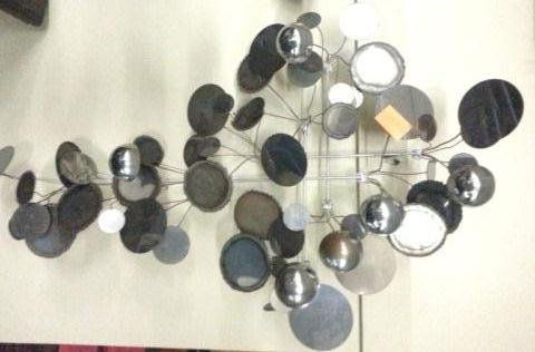 Mid Century Curtis Jere Metal Sculpture: Stamped Jere Length 34" Wide 24" "Raindrops"