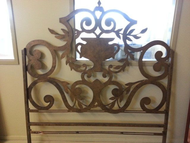 King Size Decorative Iron Headboard: Height 80" Width 75"