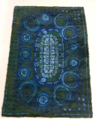 Ege Rya Mid Century Rug Blue & Green: Trendy Danish Modern Area Rug