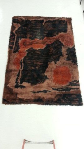 Ege Rya Danish Modern Rug Orange and Brown: Approximately 6 x 9 some wear