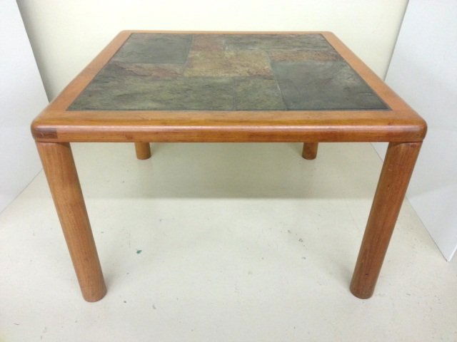 Pair Haslev Mobelsnedkeri Stone Top Side Tables: Pair of Haslev Mobelsnedkeri Stone Top Tables Height 20" Width 30" Depth 30"