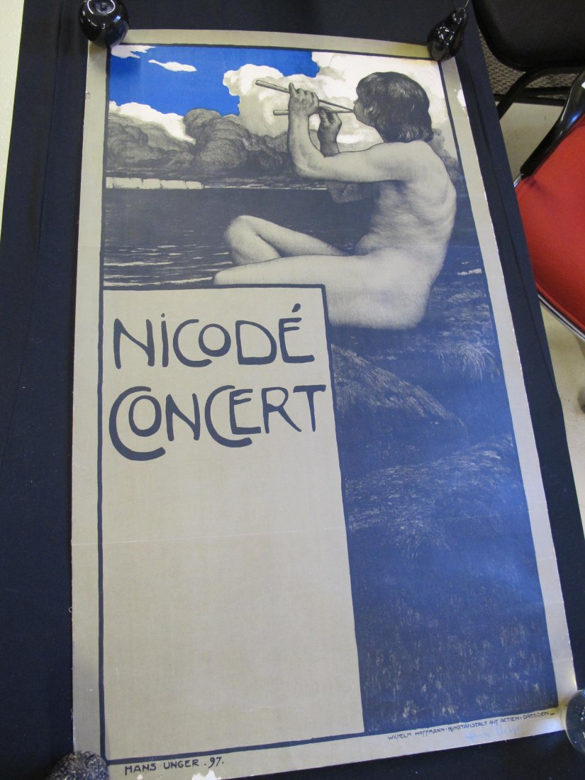 Hans Unger 1897 Poster On Canvas: Hans Unger 1897 Poster On Canvas Height 41" x 24" Wide Artist Signed