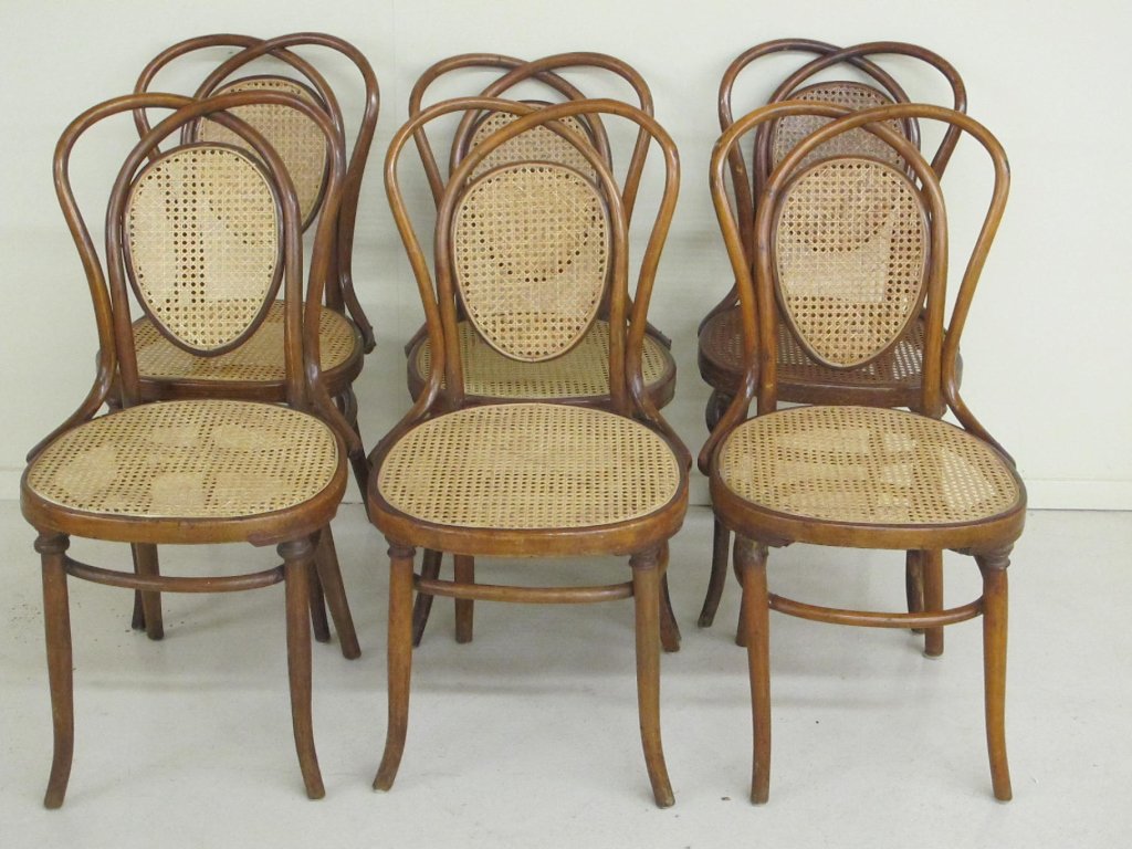 Set of six 19th C. Bentwood chairs: Rare set of six 19th C. Bentwood chairs, Vienna, by & signed by J. & J. Kohn. A matched set of six very early examples in fine original condition. All branded and with makers labels of, and by J. & J.