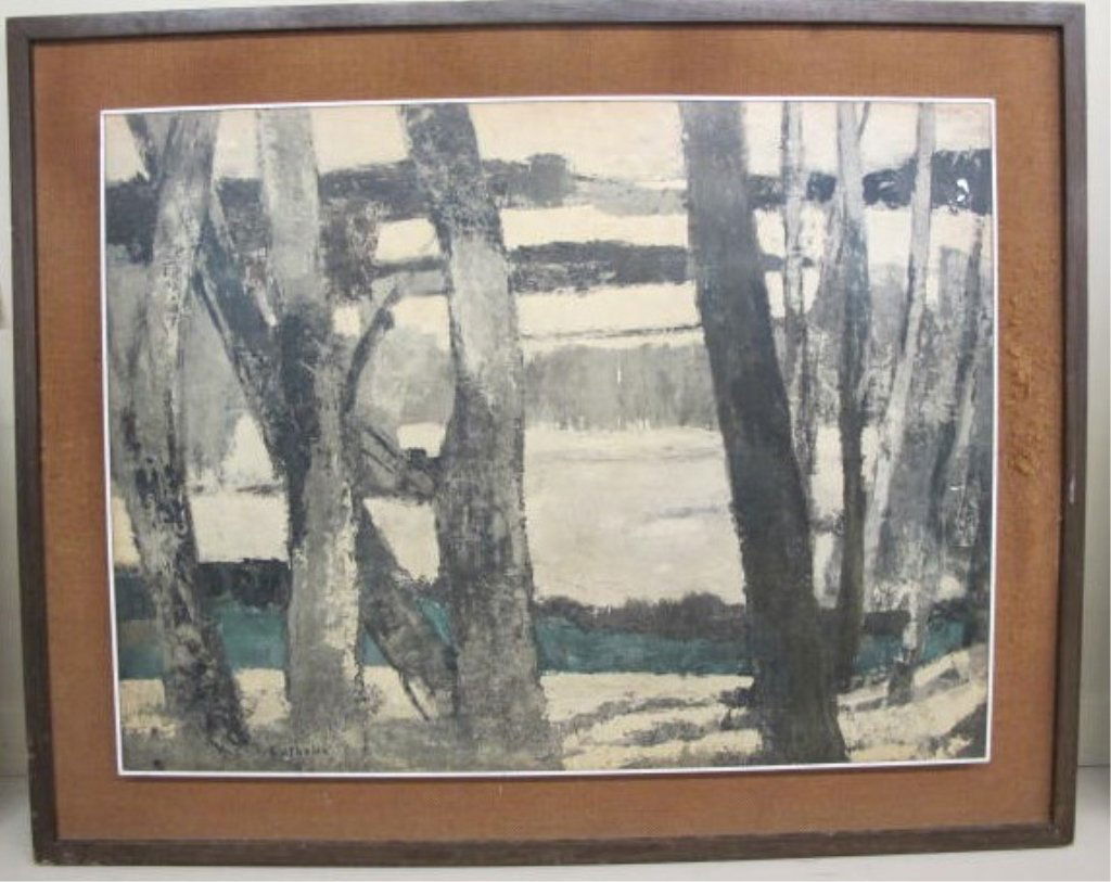 Bernard Cathelin oil painting: Bernard Cathelin 1919-?? French prominent artist, "Trees". A large and important oil signed and dated 1969. As said from the Findlay Gallery, 57th st, N.Y.C. This then dealer representing Cathelin (ex