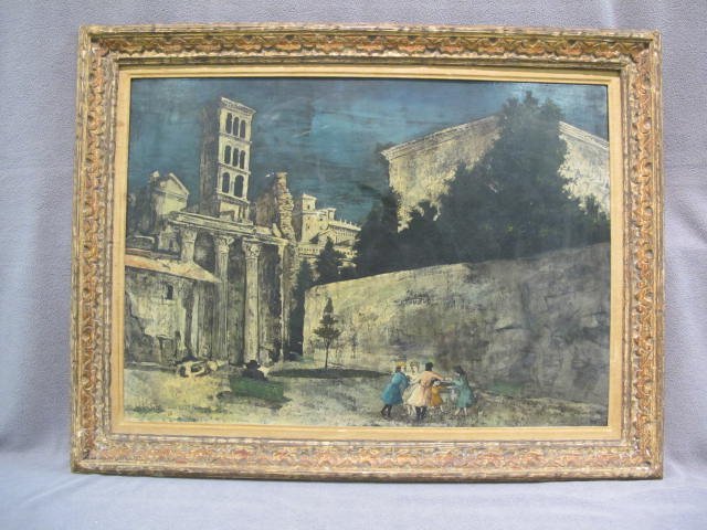 Franco Minei oil painting: Franco Minei 1922- Fine 1960 Italian Surrealist oil, ex. collection Wm. Randolf Hearst. Exceptional example of this fine and well listed Roman born surrealist artist of best early period. Architectura