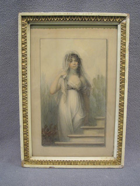 Richard Cosway watercolor: Richard Cosway R.A. important early English watercolor of Lady Clayton. This fine painting was purchased at Bonham’s, London in May 23, 2007, $1,535 plus. All sales info and image is with the lot. T