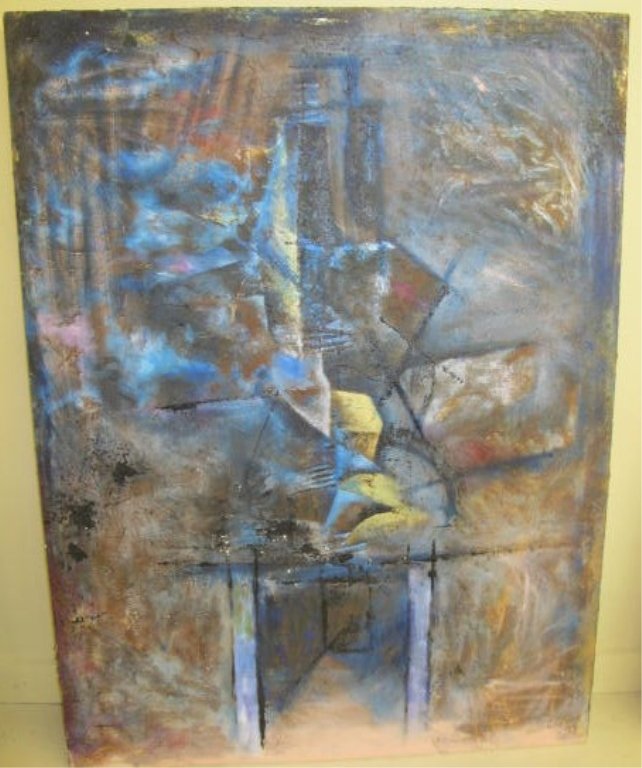 Shao Hong Kit abstract oil on canvas: Shao Hong Kit, “Immortal Soul” fine abstract oil on canvas. Vintage 20th century modern, a cubist work of nice size with elaborate stretcher, strong composition and condition. 3 ft x 4 ft.