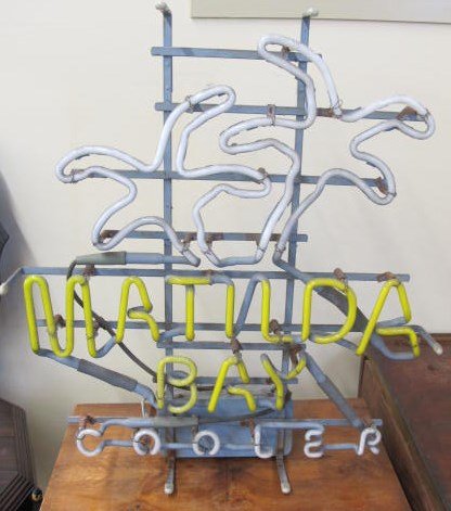 Matilda Bay Cooler Neon sign: Matilda Bay Cooler neon lighted advertising sign. Does not light up. 20 1/2 inches x 23 inches.