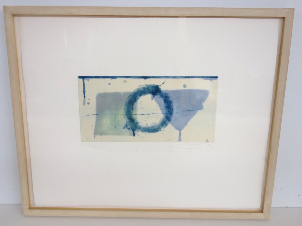 Shoichi Ida Japanese, Abstract lithograph: Shoichi Ida Japanese, Abstract framed lithograph, signed '87, A 18/40. 27 inches x 22 inches.
