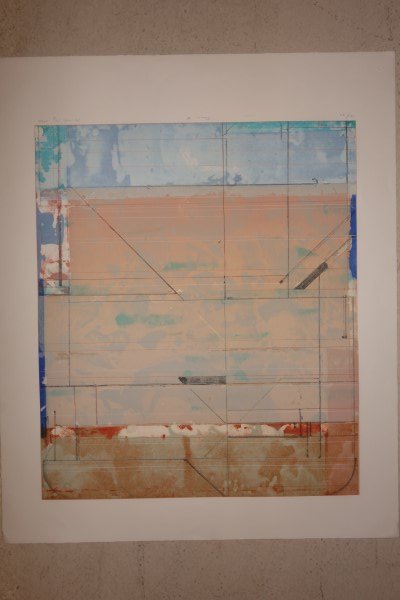 Robert Kelly abstract lithograph: Robert Kelly abstract lithograph 10/50, titled "Tana II". 30 inches x 36 1/2 inches.