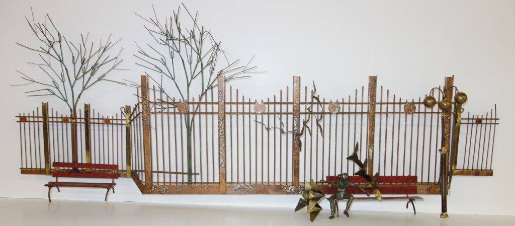 Curtis Jere signed metal wall relief sculpture: Curtis Jere signed metal wall relief sculpture. 50 inches x 20 inches.