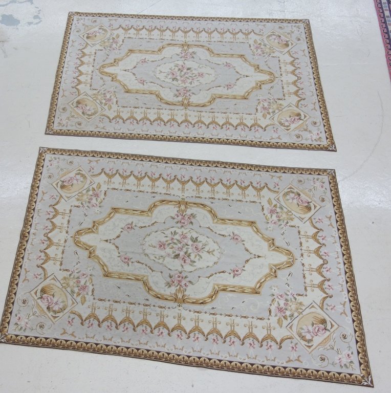 2 needlepoint floral tapestries: 2 needlepoint floral tapestries. 67 inches x 46 inches.