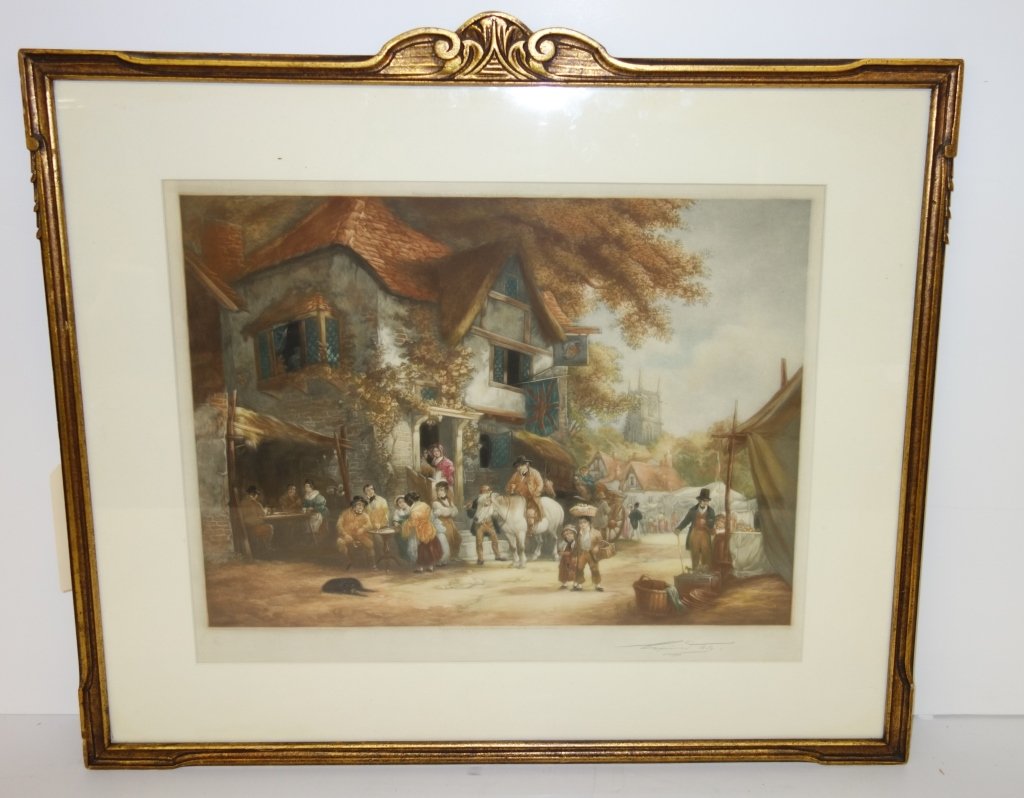 Mezzotint "The Village Festival": Mezzotint tilted "The Village Festival" by Eugene Tuily after painter William Shayer Senior. 25 inches x 28 1/2 inches.