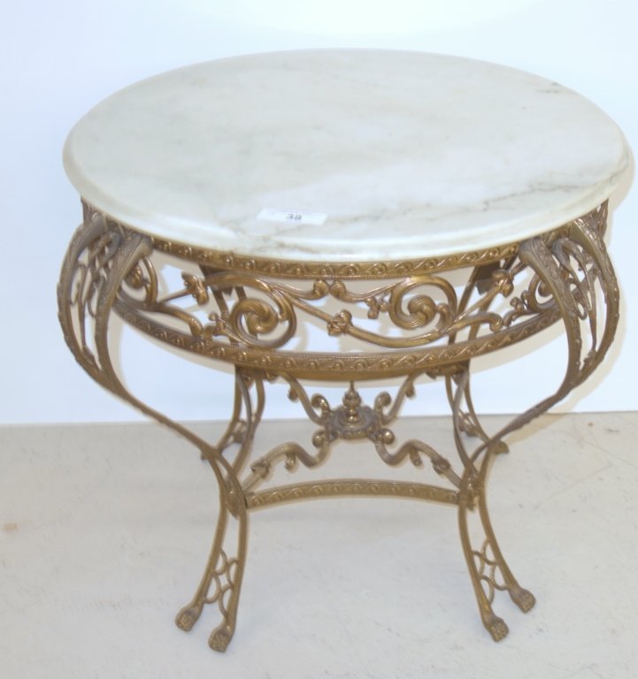 Round marble top metal table (1 of 5)