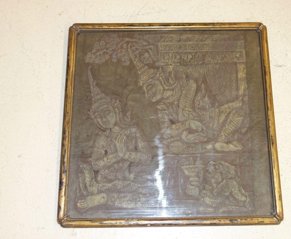 ancient  Thai painting in a fine early frame (1 of 3)