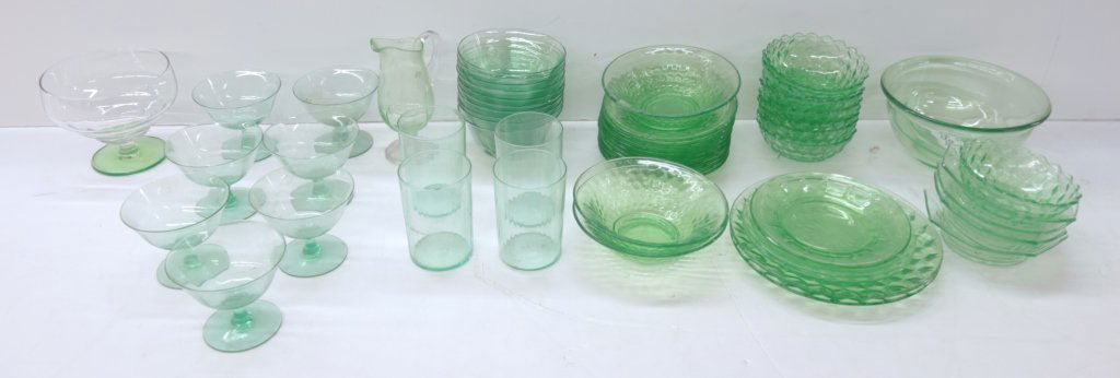 55 pc.  of assorted green depression glass (1 of 3)