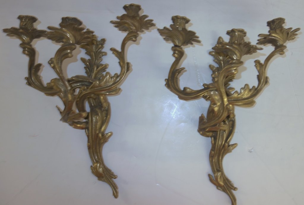 Pair of brass wall sconce candle holders (1 of 4)