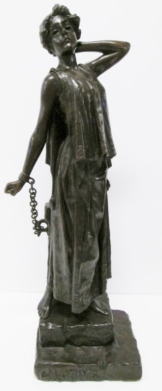 Large bronze woman statue by E. Villanis (1 of 6)
