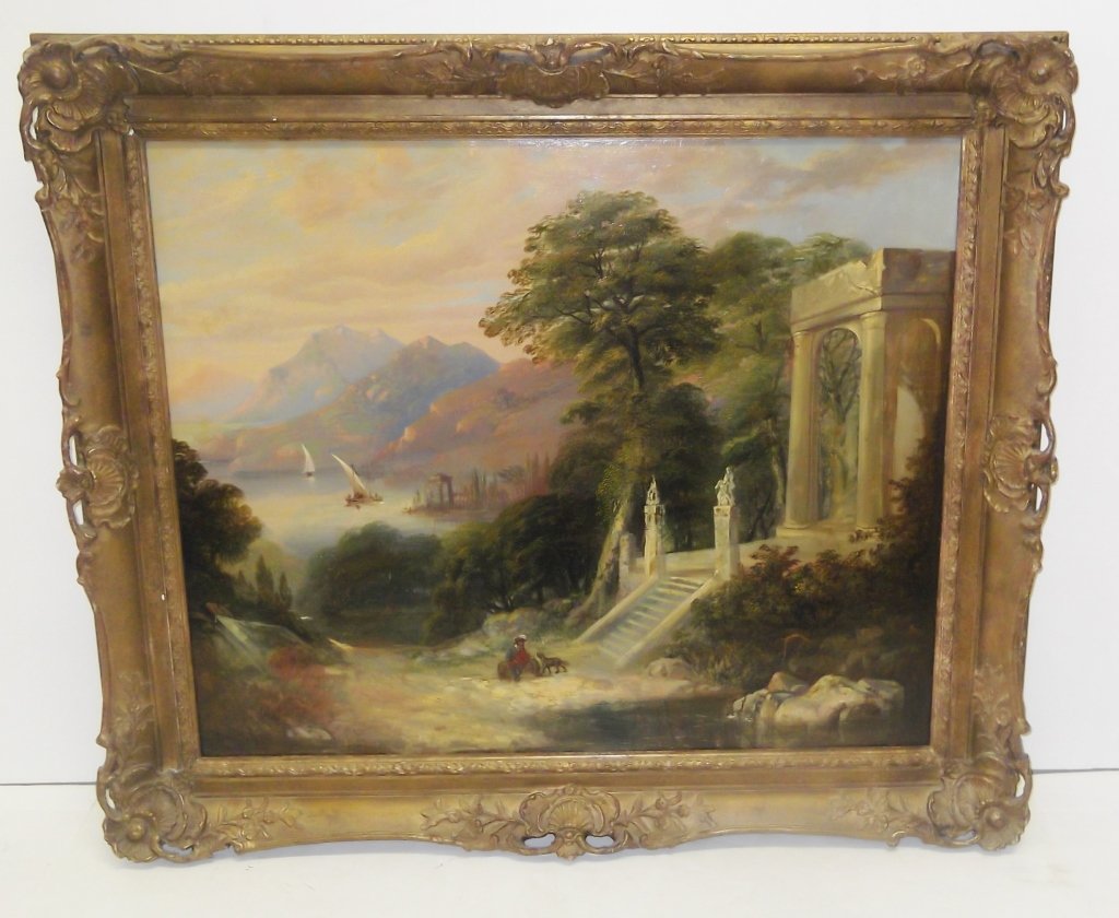 Oil on canvas European scene signed (1 of 5)