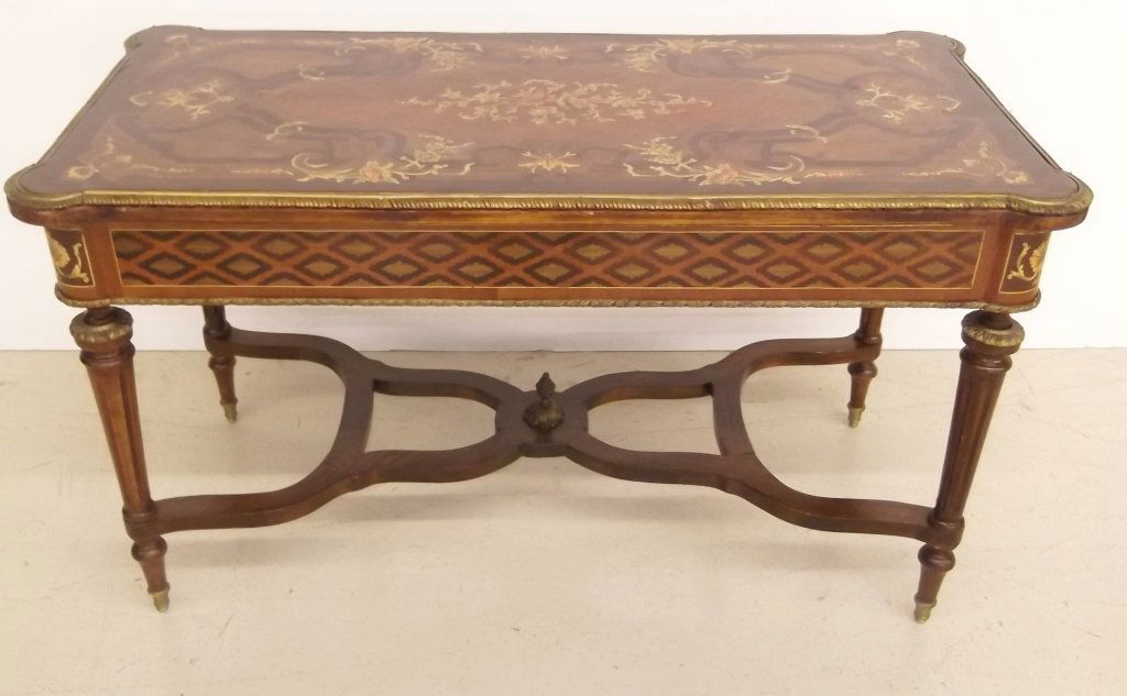 French style inlaid coffee table (1 of 4)