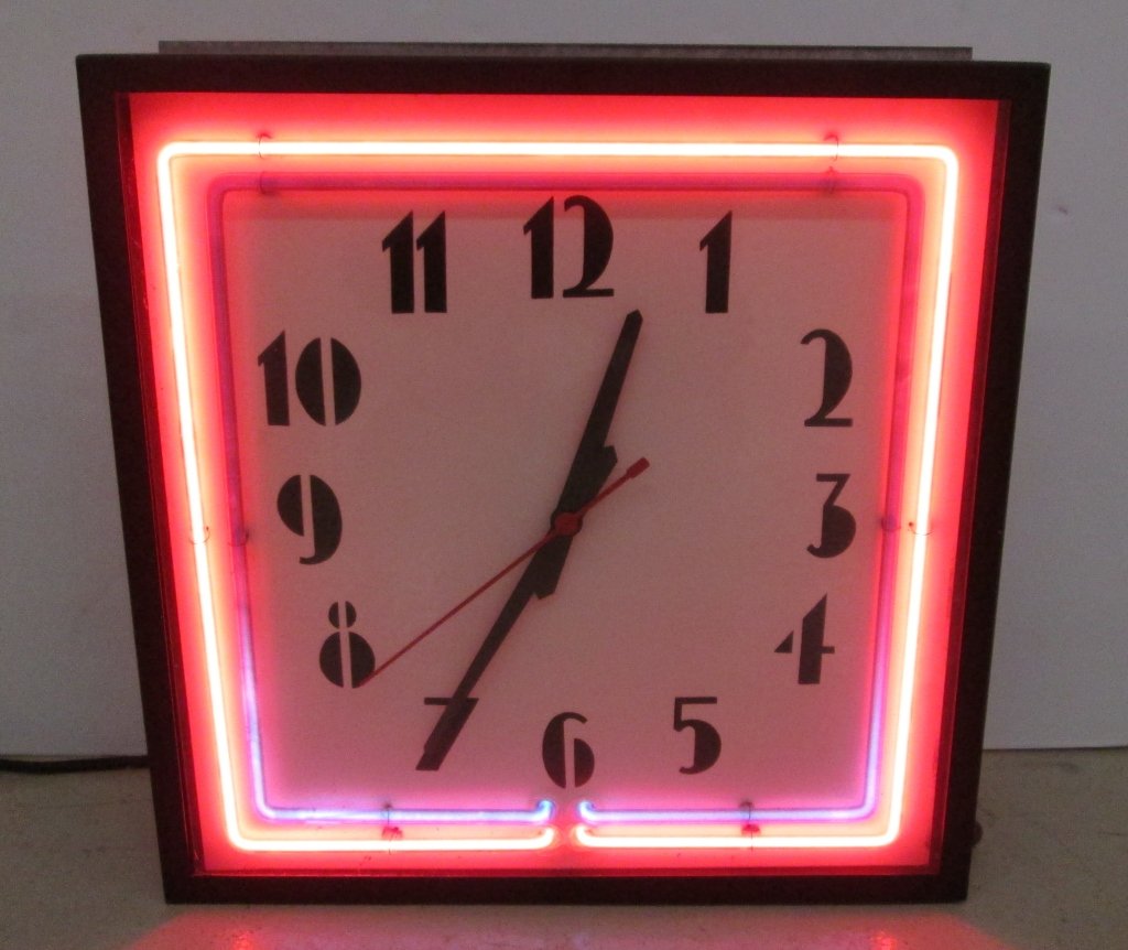 Square neon clock (1 of 4)