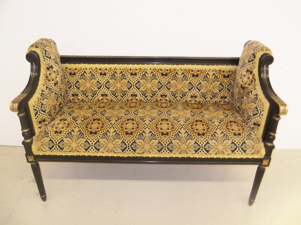 Black/gold upholstered settee (1 of 4)