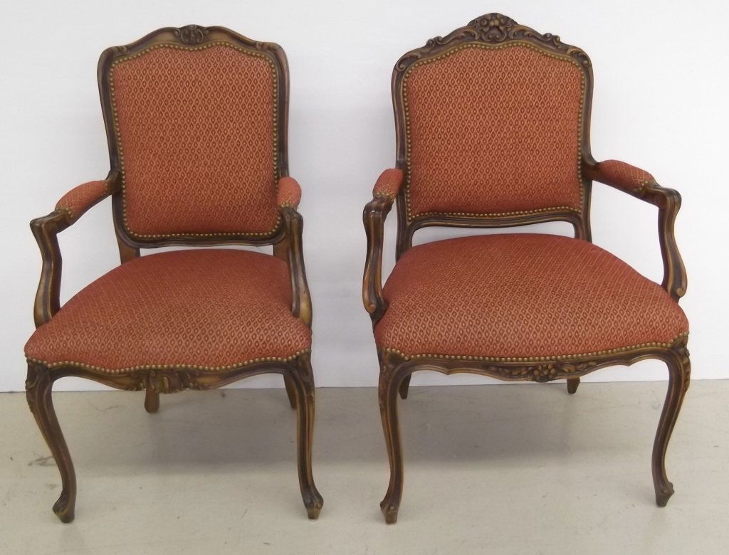 2 French style upholstered arm chairs (1 of 4)