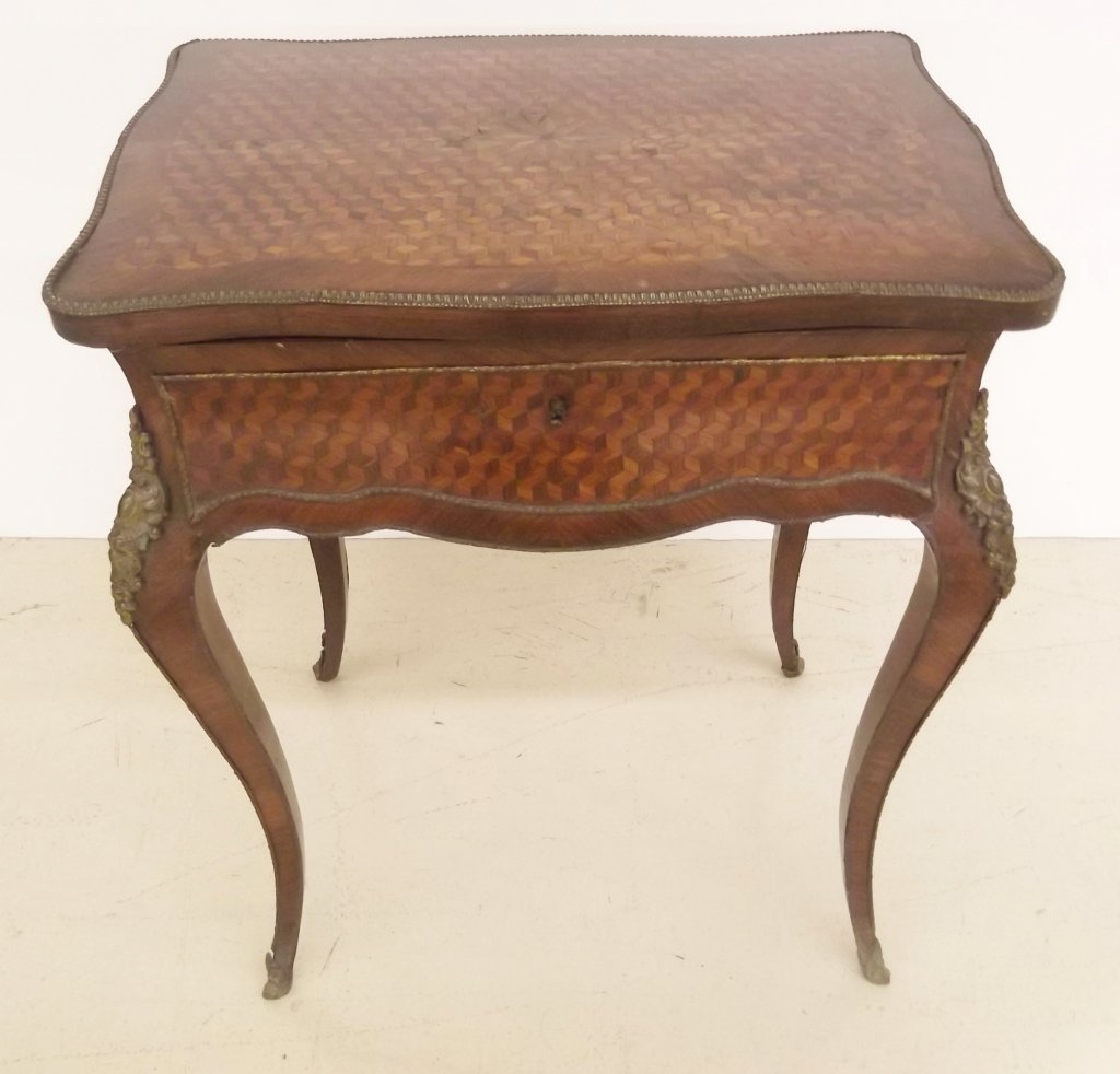 French style inlaid sewing stand (1 of 7)