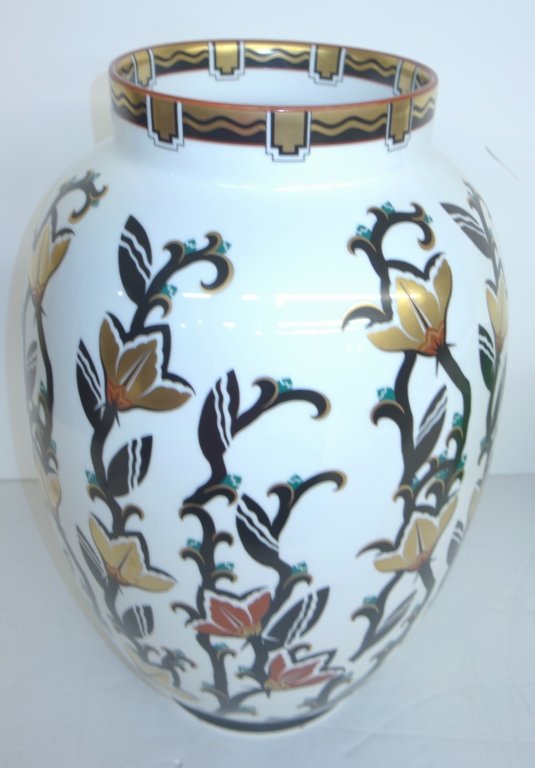 Bernardaud Limoges Jean Duand Magnolia vase: Bernardaud Limoges Magnolia vase by Jean Dunand, 45/250. 23 x 10