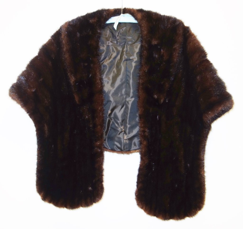 Mink stole: Mink stole, name sewn on inside. Size-small